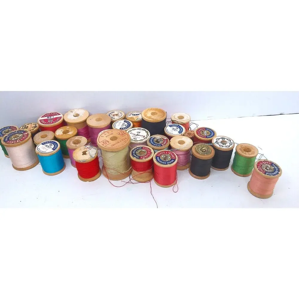 Vintage Coats & Clarks Belding Star J&P Wooden Spool Sewing Thread Lot Of 32